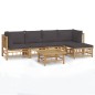vidaXL Set de muebles de jardín 6 piezas bambú con cojines gris oscuro vidaXL Set de muebles de jardín 6 piezas bambú con cojines gris oscuro