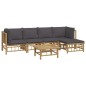 vidaXL Set de muebles de jardín 6 piezas bambú con cojines gris oscuro vidaXL Set de muebles de jardín 6 piezas bambú con cojines gris oscuro