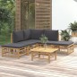 vidaXL Set de muebles de jardín 6 piezas bambú con cojines gris oscuro vidaXL Set de muebles de jardín 6 piezas bambú con cojines gris oscuro