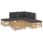 vidaXL Set de muebles de jardín 6 piezas bambú con cojines gris oscuro vidaXL Set de muebles de jardín 6 piezas bambú con cojines gris oscuro