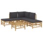 vidaXL Set de muebles de jardín 6 piezas bambú con cojines gris oscuro vidaXL Set de muebles de jardín 6 piezas bambú con cojines gris oscuro