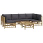 vidaXL Set de muebles de jardín 7 piezas bambú con cojines gris oscuro vidaXL Set de muebles de jardín 7 piezas bambú con cojines gris oscuro