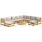 vidaXL Set muebles jardín 11 pzas madera maciza y cojines gris claro vidaXL Set muebles jardín 11 pzas madera maciza y cojines gris claro