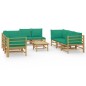 vidaXL Set de muebles de jardín 9 piezas bambú con cojines verde vidaXL Set de muebles de jardín 9 piezas bambú con cojines verde