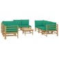 vidaXL Set de muebles de jardín 9 piezas bambú con cojines verde vidaXL Set de muebles de jardín 9 piezas bambú con cojines verde