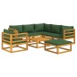 vidaXL Set de muebles de jardín 8 pzas madera maciza con cojines verde vidaXL Set de muebles de jardín 8 pzas madera maciza con cojines verde
