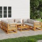 vidaXL Set muebles de jardín 9 pzas madera maciza y cojines gris claro vidaXL Set muebles de jardín 9 pzas madera maciza y cojines gris claro