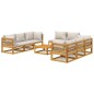 vidaXL Set muebles de jardín 9 pzas madera maciza y cojines gris claro vidaXL Set muebles de jardín 9 pzas madera maciza y cojines gris claro