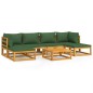 vidaXL Juego muebles de jardín 7 piezas madera maciza y cojines verdes vidaXL Juego muebles de jardín 7 piezas madera maciza y cojines verdes