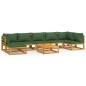 vidaXL Set de muebles de jardín 8 pzas madera maciza con cojines verde vidaXL Set de muebles de jardín 8 pzas madera maciza con cojines verde