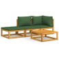 vidaXL Juego muebles de jardín 4 piezas madera maciza y cojines verdes vidaXL Juego muebles de jardín 4 piezas madera maciza y cojines verdes