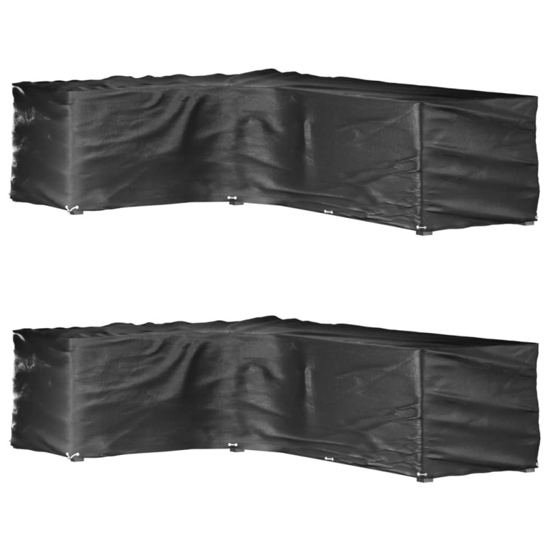 vidaXL Fundas muebles jardín forma de L 2 uds 18 ojales 220x285x80 cm vidaXL Fundas muebles jardín forma de L 2 uds 18 ojales 220x285x80 cm