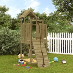 vidaXL Casa de juegos con pared escalada de madera impregnada de pino