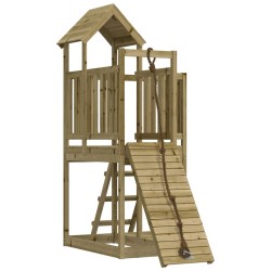 vidaXL Casa de juegos con pared escalada de madera impregnada de pino