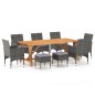 vidaXL Juego de comedor para jardín de 9 piezas gris vidaXL Juego de comedor para jardín de 9 piezas gris