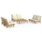 vidaXL Set de muebles de jardín 5 piezas bambú y cojines blanco crema vidaXL Set de muebles de jardín 5 piezas bambú y cojines blanco crema