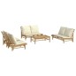 vidaXL Set de muebles de jardín 5 piezas bambú y cojines blanco crema vidaXL Set de muebles de jardín 5 piezas bambú y cojines blanco crema