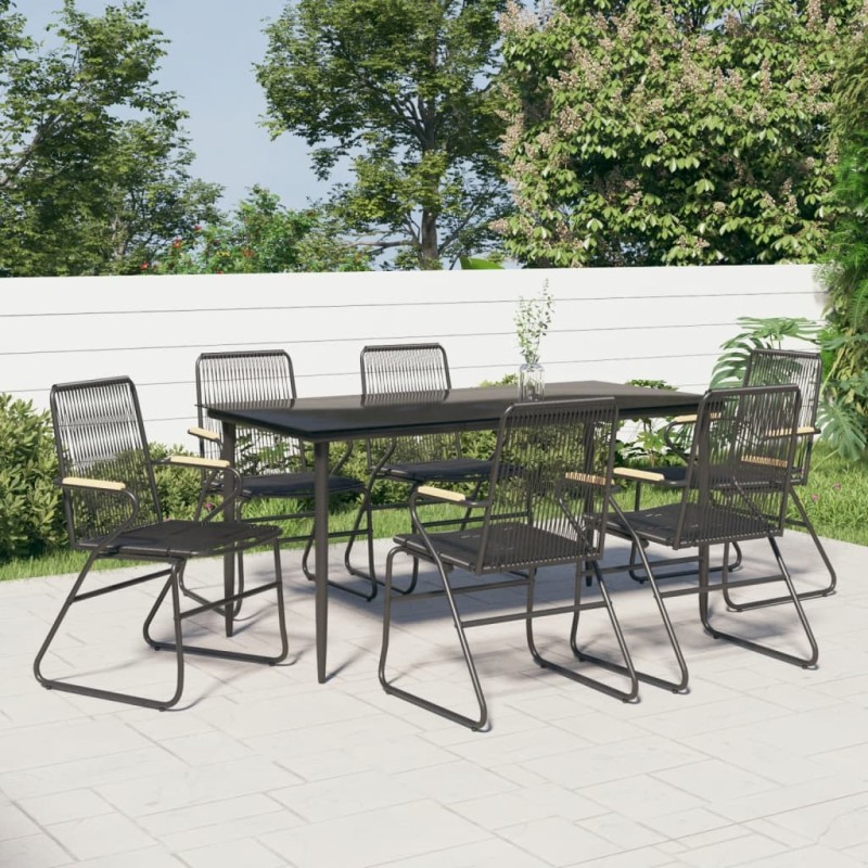 vidaXL Juego de comedor para jardín 7 piezas ratán PVC negro vidaXL Juego de comedor para jardín 7 piezas ratán PVC negro