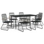 vidaXL Juego de comedor para jardín 7 piezas ratán PVC negro vidaXL Juego de comedor para jardín 7 piezas ratán PVC negro