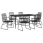 vidaXL Juego de comedor para jardín 7 piezas ratán PVC negro vidaXL Juego de comedor para jardín 7 piezas ratán PVC negro