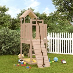 vidaXL Casa de juegos con pared de escalada madera maciza pino
