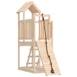vidaXL Casa de juegos con pared de escalada madera maciza pino