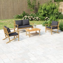 vidaXL Set de muebles de jardín 4 piezas bambú con cojines gris oscuro