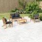 vidaXL Set de muebles de jardín 4 piezas bambú con cojines gris oscuro vidaXL Set de muebles de jardín 4 piezas bambú con cojines gris oscuro