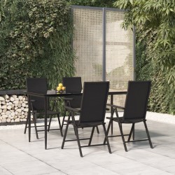 vidaXL Juego de comedor de jardín 5 piezas ratán sintético negro