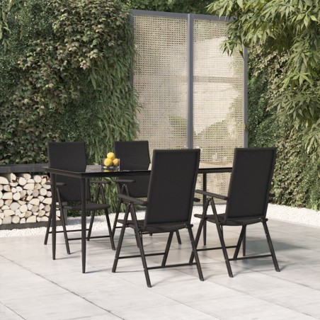 vidaXL Juego de comedor de jardín 5 piezas ratán sintético negro