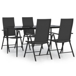 vidaXL Juego de comedor de jardín 5 piezas ratán sintético negro