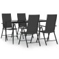 vidaXL Juego de comedor de jardín 5 piezas ratán sintético negro vidaXL Juego de comedor de jardín 5 piezas ratán sintético negro
