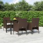 vidaXL Juego de comedor de jardín 5 piezas con cojines marrón y negro vidaXL Juego de comedor de jardín 5 piezas con cojines marrón y negro
