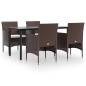 vidaXL Juego de comedor de jardín 5 piezas con cojines marrón y negro vidaXL Juego de comedor de jardín 5 piezas con cojines marrón y negro