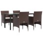 vidaXL Juego de comedor de jardín 5 piezas con cojines marrón y negro vidaXL Juego de comedor de jardín 5 piezas con cojines marrón y negro