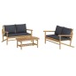 vidaXL Set de muebles de jardín 3 piezas bambú con cojines gris oscuro vidaXL Set de muebles de jardín 3 piezas bambú con cojines gris oscuro