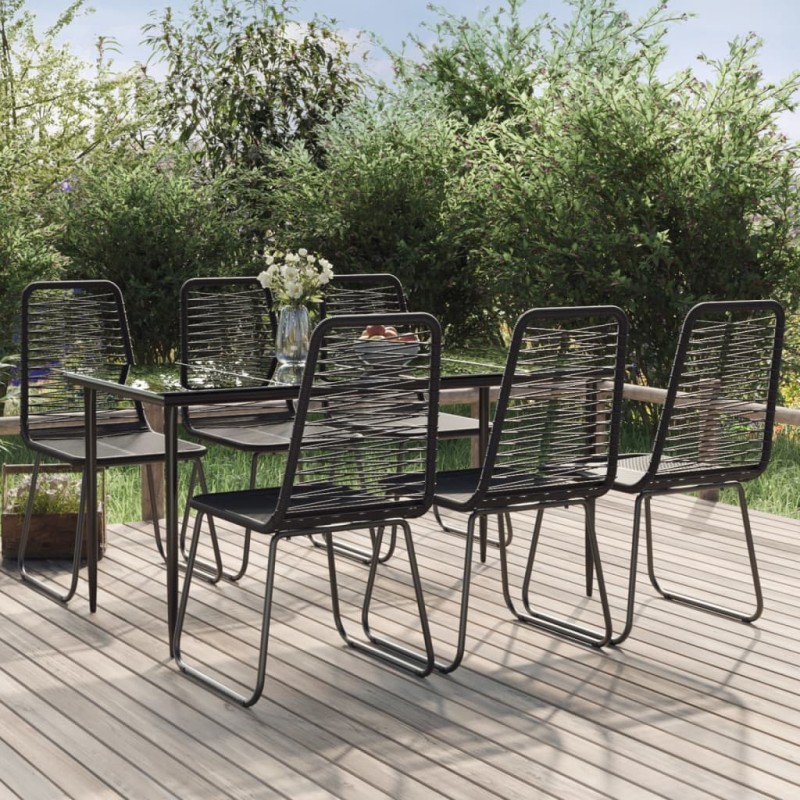 vidaXL Juego de comedor para jardín 7 piezas negro vidaXL Juego de comedor para jardín 7 piezas negro