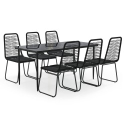 vidaXL Juego de comedor para jardín 7 piezas negro 