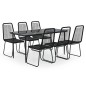 vidaXL Juego de comedor para jardín 7 piezas negro vidaXL Juego de comedor para jardín 7 piezas negro