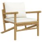 vidaXL Set de muebles de jardín 3 piezas bambú y cojines blanco crema vidaXL Set de muebles de jardín 3 piezas bambú y cojines blanco crema