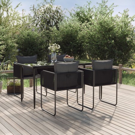 vidaXL Juego de comedor para jardín 5 piezas negro 