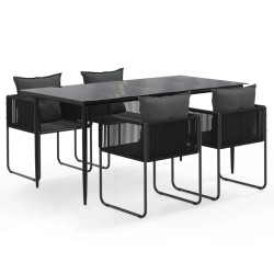 vidaXL Juego de comedor para jardín 5 piezas negro 