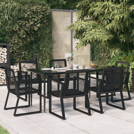 vidaXL Juego de comedor para jardín 7 piezas ratán PVC negro