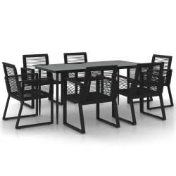 vidaXL Juego de comedor para jardín 7 piezas ratán PVC negro