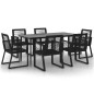 vidaXL Juego de comedor para jardín 7 piezas ratán PVC negro