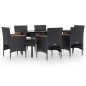 vidaXL Juego de comedor de jardín 7 piezas con cojines negro vidaXL Juego de comedor de jardín 7 piezas con cojines negro