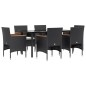 vidaXL Juego de comedor de jardín 7 piezas con cojines negro vidaXL Juego de comedor de jardín 7 piezas con cojines negro