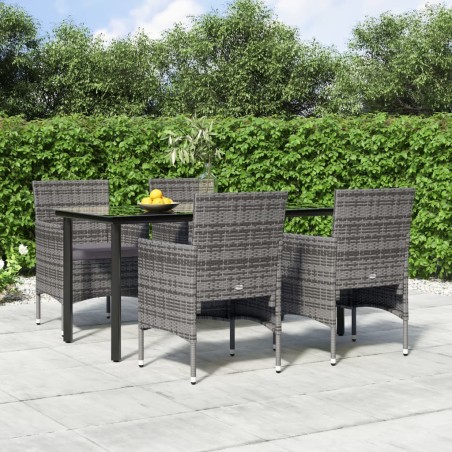 vidaXL Juego de comedor para jardín 5 piezas con cojines gris y negro