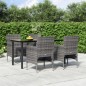 vidaXL Juego de comedor para jardín 5 piezas con cojines gris y negro