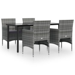 vidaXL Juego de comedor para jardín 5 piezas con cojines gris y negro